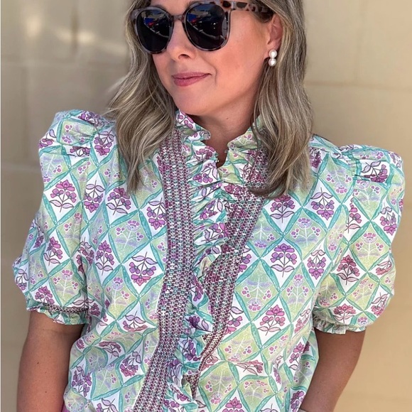 Karlie Tops - Karlie Paris Floral Ruffle Blouse